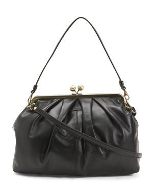Leather Oversized Frame Clutch | TJ Maxx