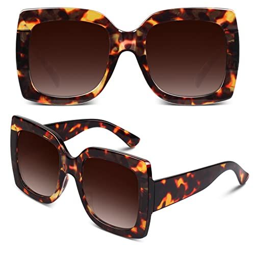 GQUEEN Oversized Square Frame Sunglasses Womens Retro Vintage Trendy Shades,S904 | Amazon (US)