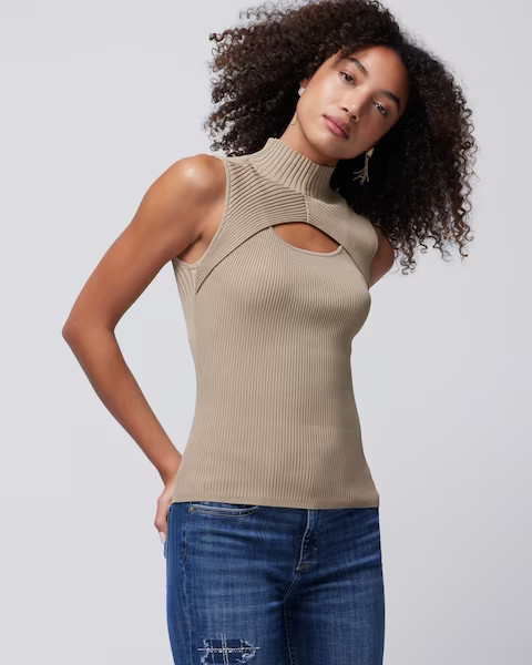 Sleeveless Cutout Mockneck | White House Black Market