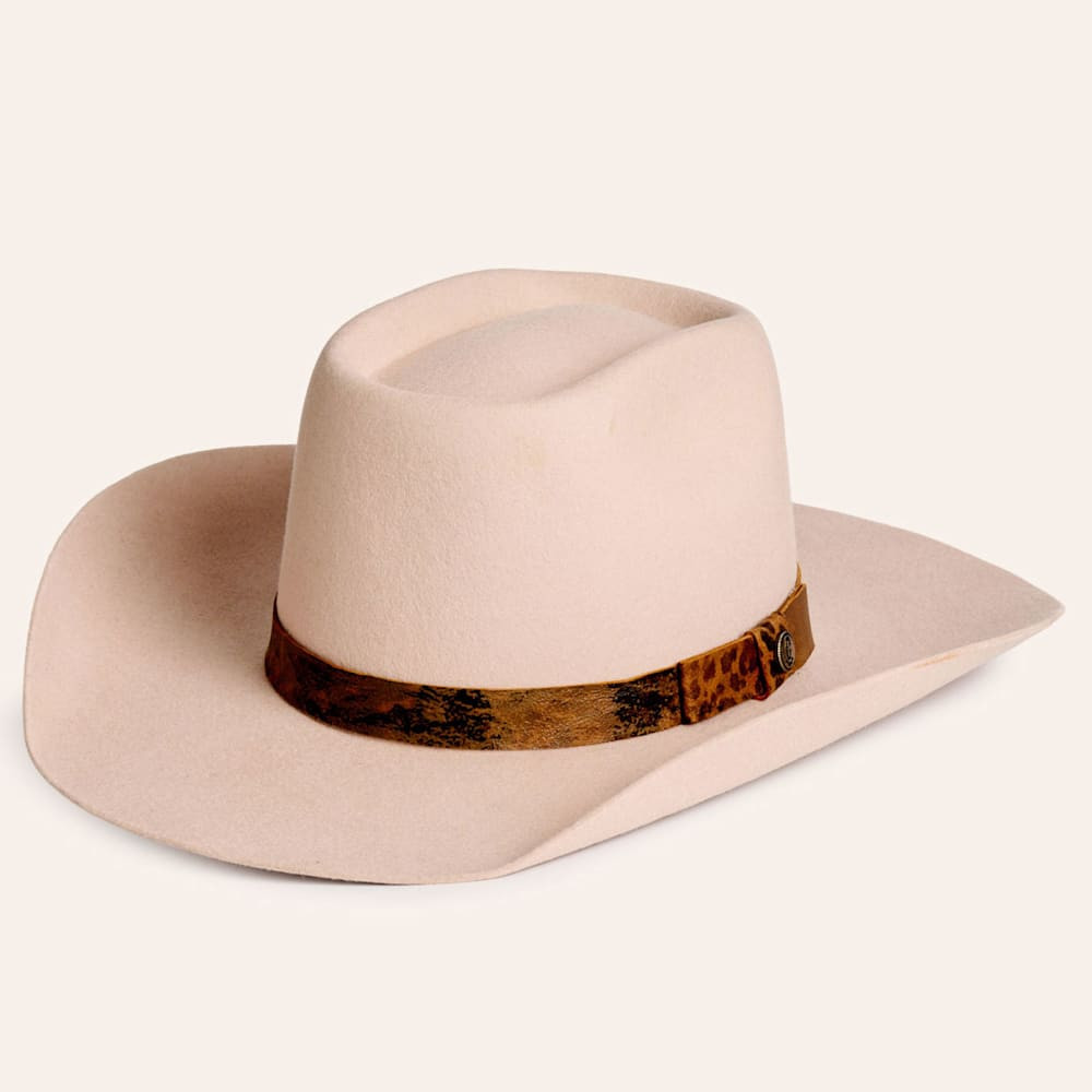Rockin' C Women's Silver Belly Brick Creased Textured Leather Band Felt Cowboy Hat | Cavender's