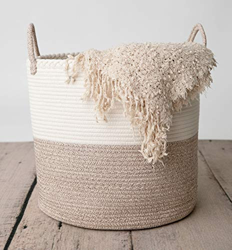 CHLOÉ + KAI Woven Storage Basket (17.5? x 16?) for Nursery, Laundry, Living Room, Pillows, Toys,... | Walmart (US)