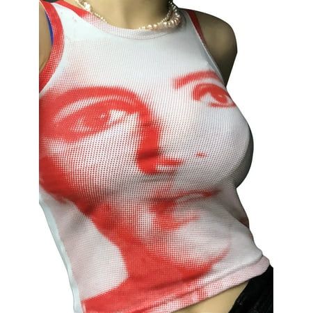 Calsunbaby Women Crop Top Graphic Print Sleeveless Vest Tank Tops Harajuku Camis Shirts Vintage 90s  | Walmart (US)