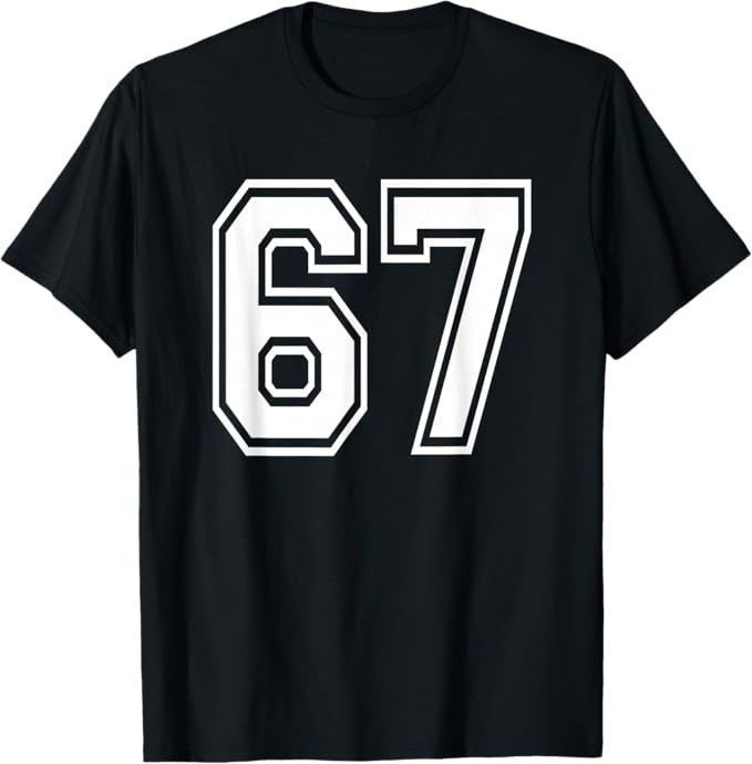 Number 67 Numbered Uniform Sports Jersey Team 67th Birthday T-Shirt | Amazon (US)