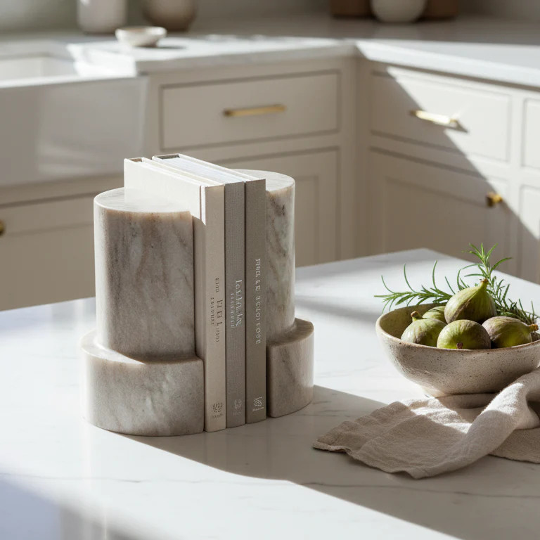 Roya Marble Bookends, Set of 2 | Pepper + Vetiver
