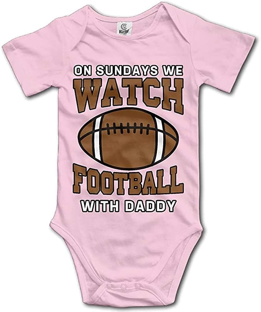 On Sundays We Watch Football with Daddy - Cute Baby Bodysuit Short Sleeve Romper | Amazon (US)