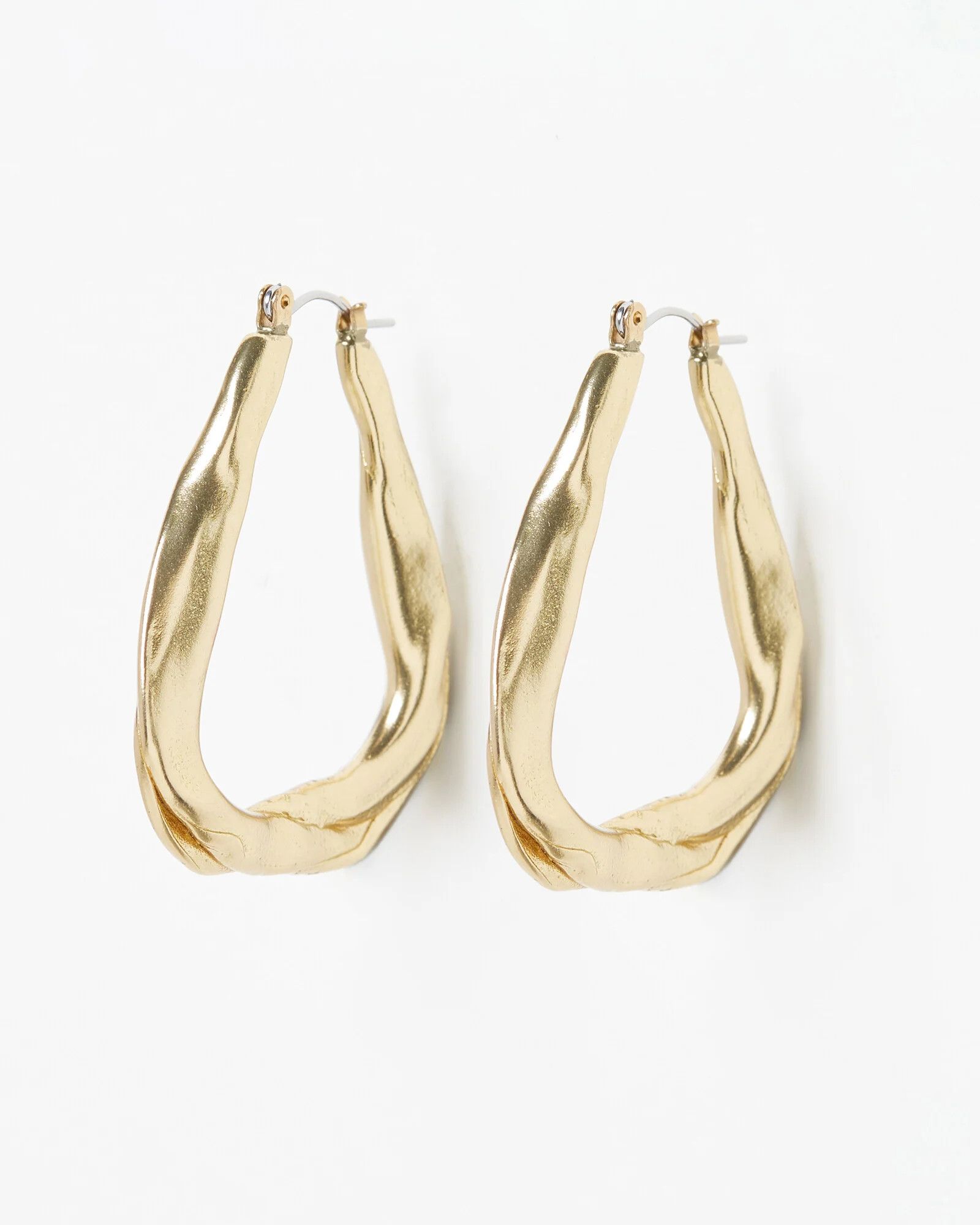 Kehlani Textured Metal Triangular Hoop Earrings | Oliver Bonas | Oliver Bonas (Global)
