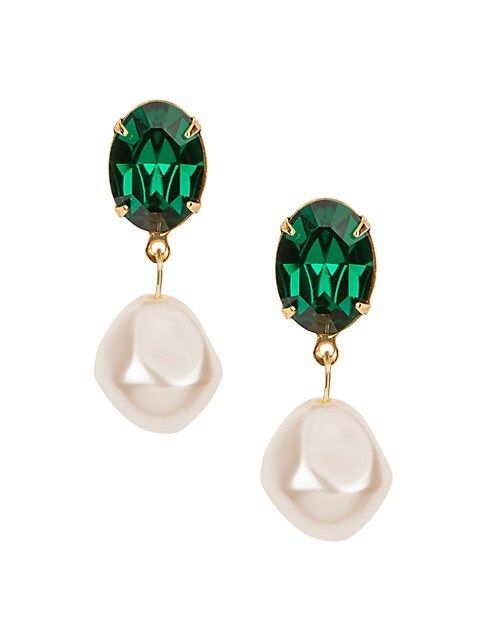 Tunis 24K Gold-Plated, Crystal &amp; Glass Pearl Drop Earrings | Saks Fifth Avenue