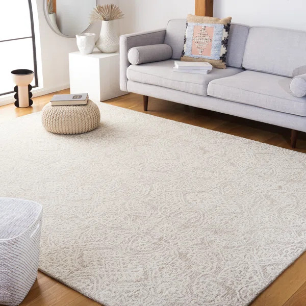Calixta Handmade Tufted Wool Ivory Area Rug in Ivory | Wayfair North America