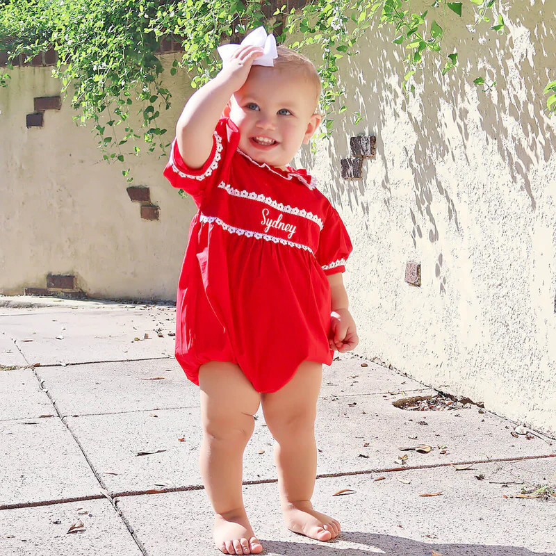 Lace Trim Red Lily Bubble | Classic Whimsy