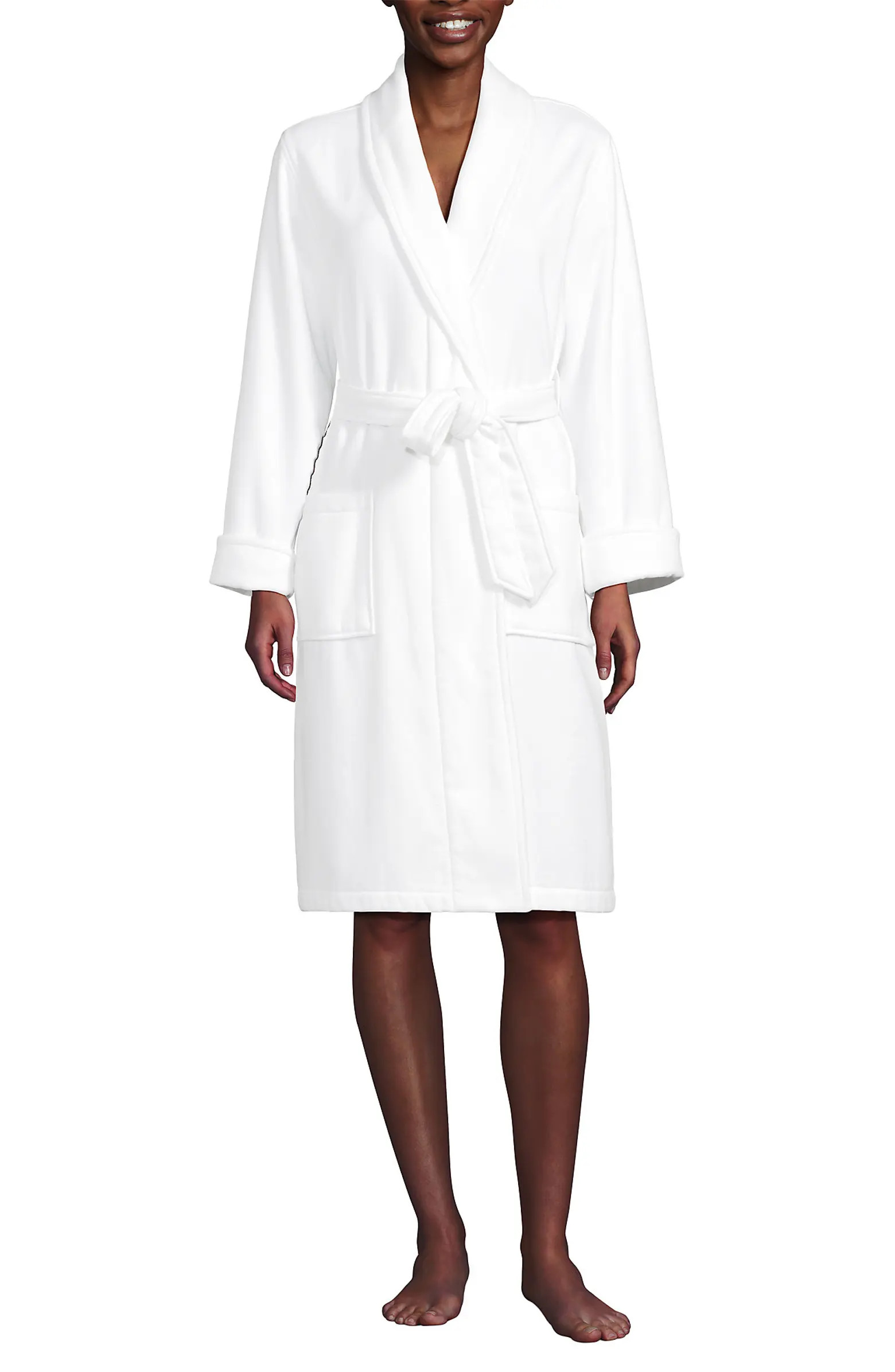 Lands' End Cotton Terry Knee Length Spa Bath Robe | Nordstrom | Nordstrom
