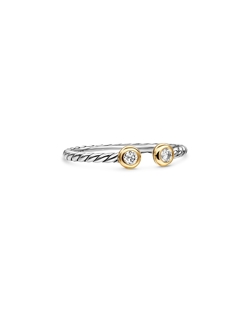 Cable Open Round Ring in Sterling Silver with 18K Yellow Gold and Diamonds, 3.9mm | Bloomingdale's (US)