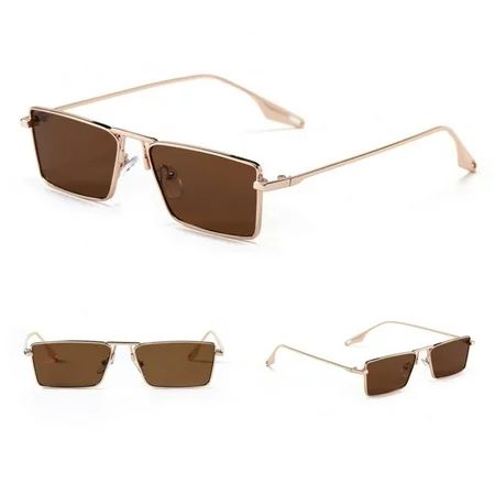Vintage Slender Square Sunglasses Retro Metal Frame Square Sunglasses Candy Colors for Man and Woman | Walmart (US)