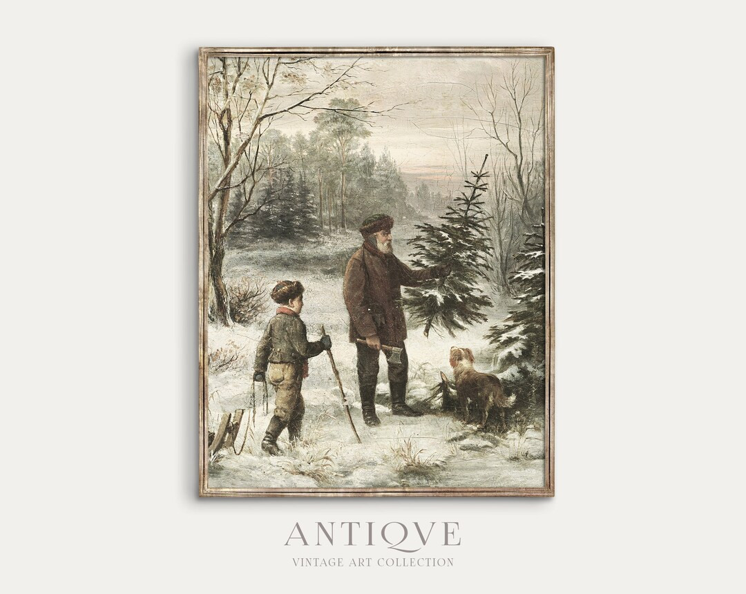 Vintage Christmas Family Print Winter Home Decor Digital - Etsy | Etsy (US)