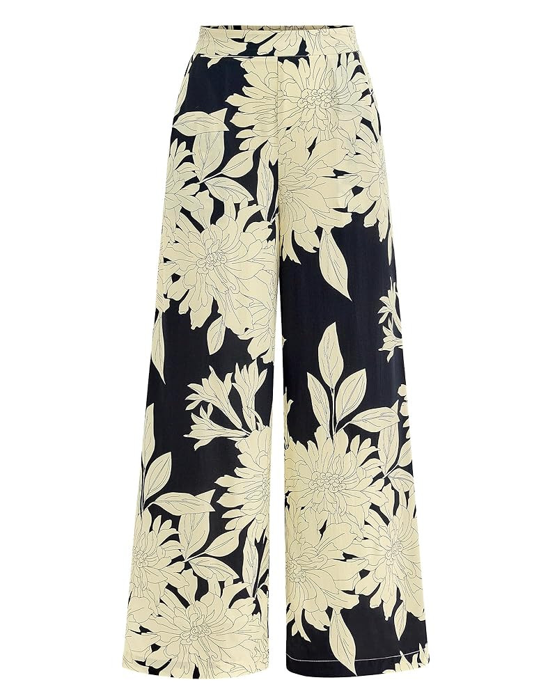 BTFBM Womens Wide Leg Summer Pants 2025 Boho Beach Vacation Loose Elastic Waist Printed Palazzo P... | Amazon (US)