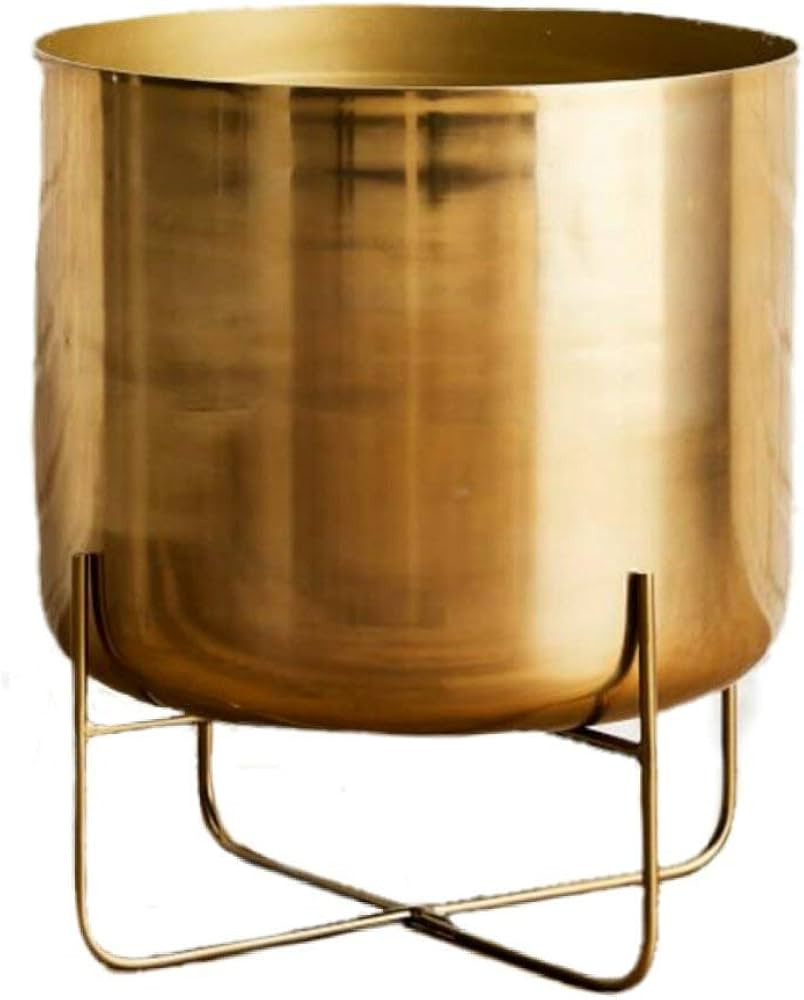 Serene Spaces Living Wide Gold Planter with Detachable Metal Stand, Decorative Indoor Planter Pot... | Amazon (US)