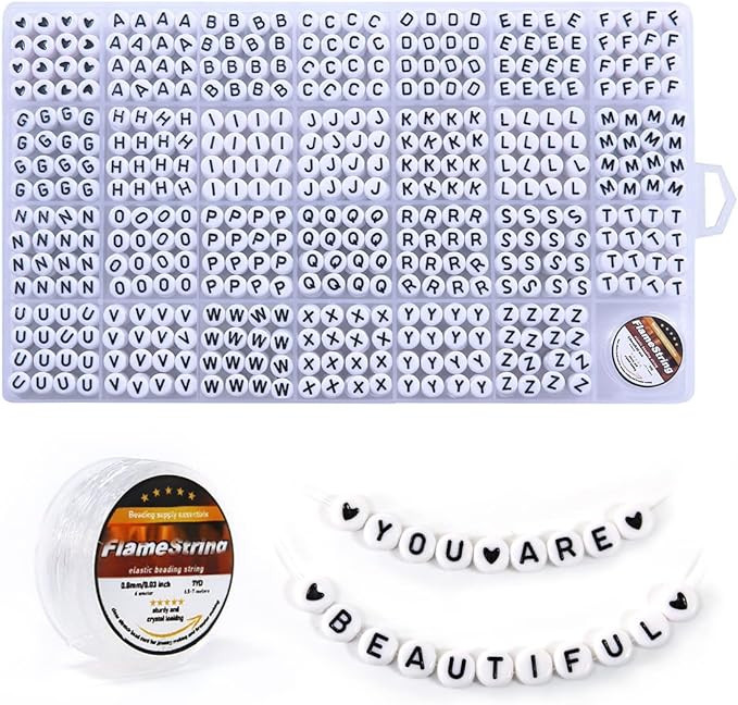 Eppingwin 1400 pcs Letter Beads, 4x7 mm Acrylic Beads, Beads for Jewelry Making, Beads for Bracel... | Amazon (US)