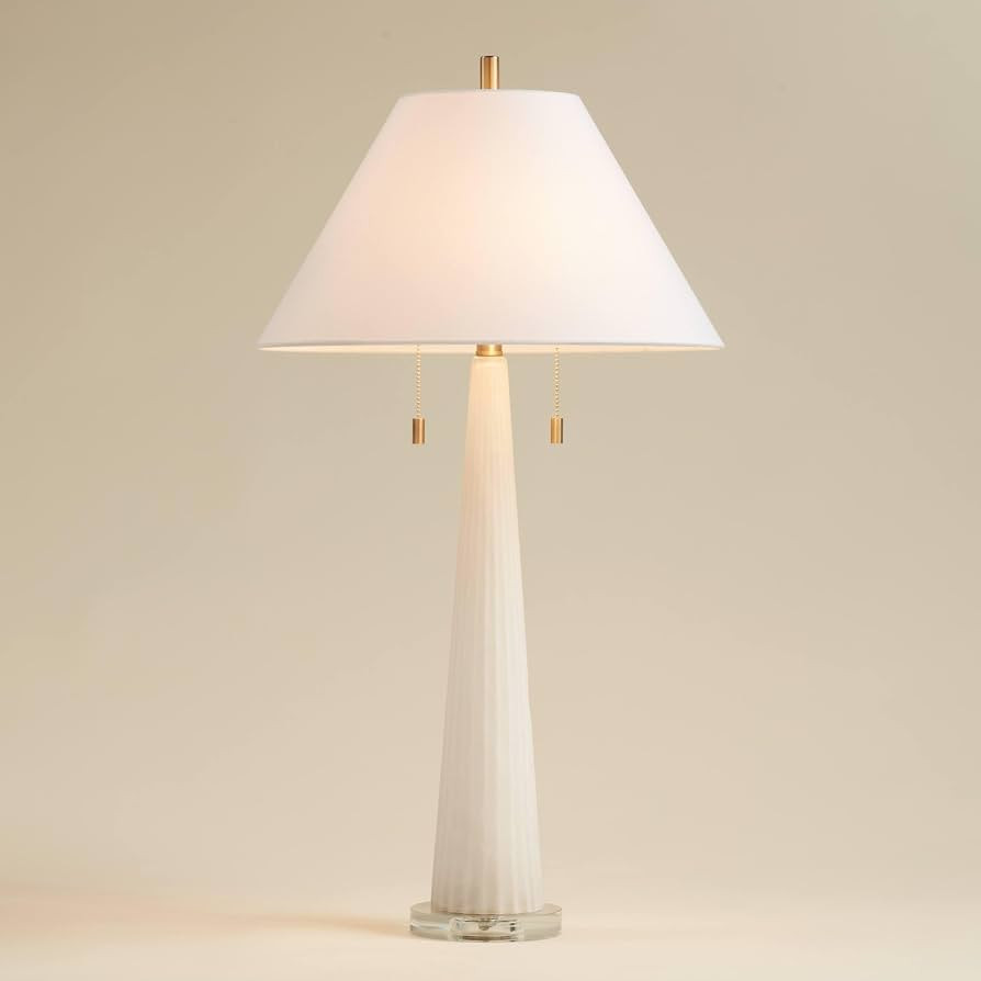 Regina 33" Table Lamp White Fluted Glass 2-Light Modern Large Glam | Amazon (US)