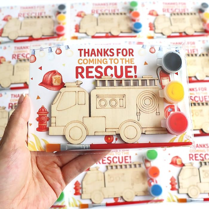 12 Pack Fire Truck Birthday Party Favors, Individually Wrapped Firefighter Craft Kits for Kids, P... | Amazon (US)
