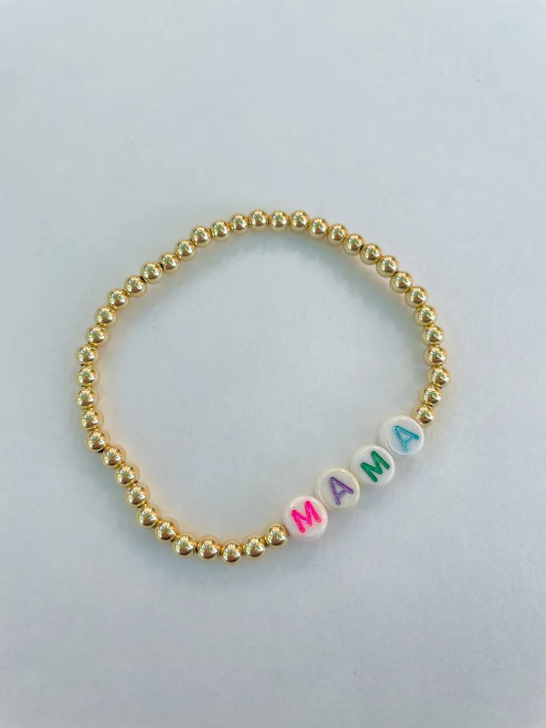 Mama Gold Filled Bracelet - Mom Beaded Bracelet - Mother’s Day Gift | Etsy (US)