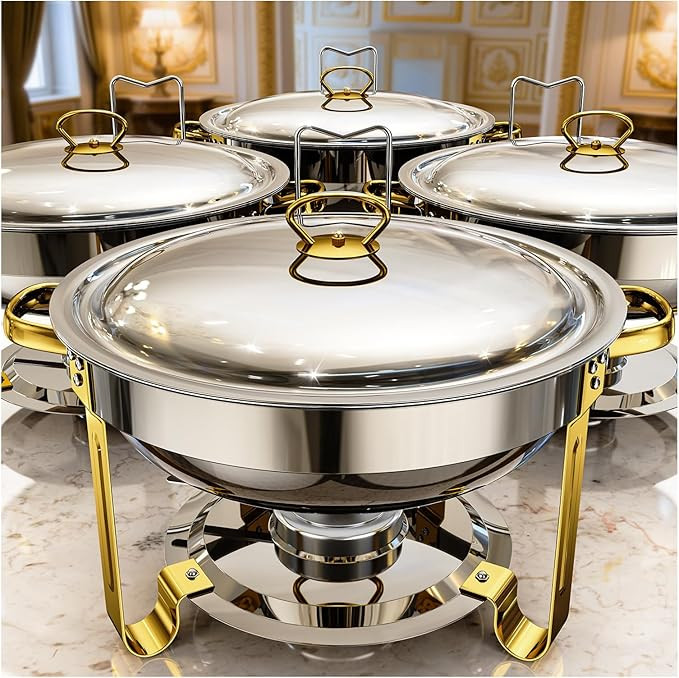 Chafing Dishes for Buffet 4 Pack, 5QT Food Warmers for Parties Buffet, Stainless Steel Round Chaf... | Amazon (US)