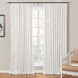 TWOPAGES Double Layer Lined Pinch Pleated Curtain Bright White Linen Blend Light Filtering Room D... | Amazon (US)