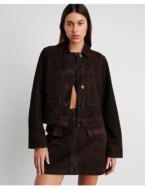 OPHELIA SUEDE CROP SHACKET | David Jones (Australia & New Zealand)