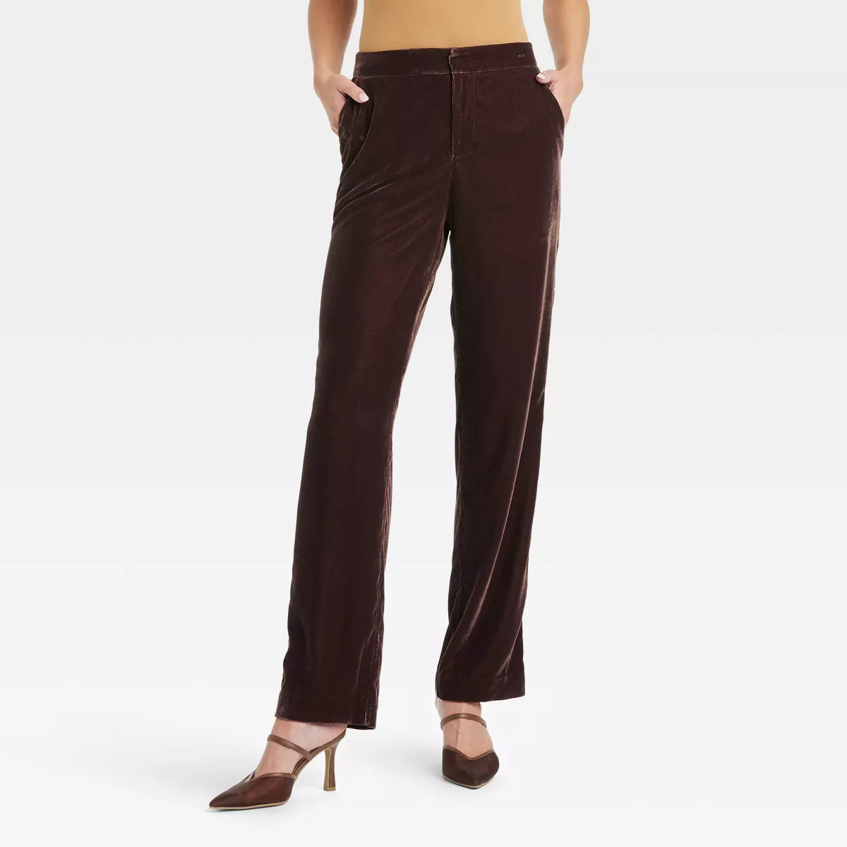 Women's High-Rise Straight Leg Velvet Trousers - A New Day™ | Target