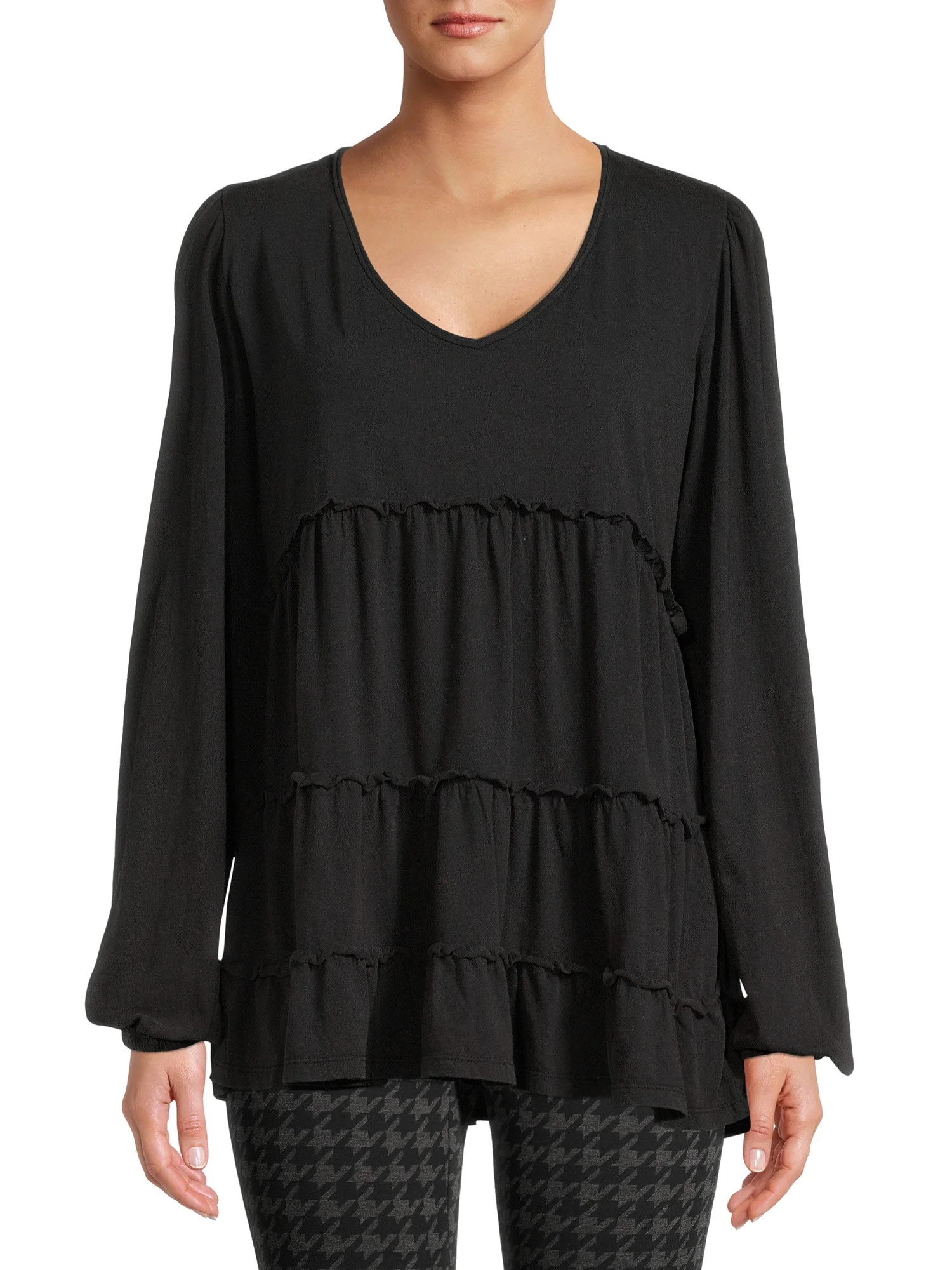 Time and Tru Women's Ruffle Tiered Top | Walmart (US)