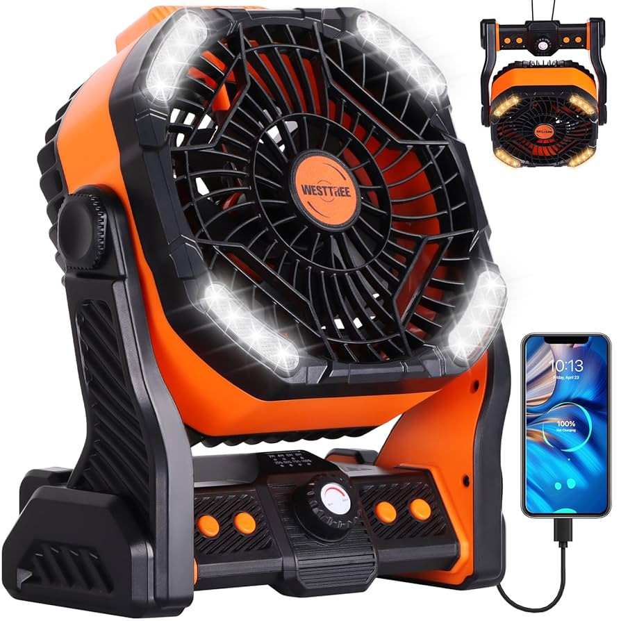 20000mAh Battery powered fan Camping Fan essentials Portable fan Battery OperatedRechargeable Out... | Amazon (US)