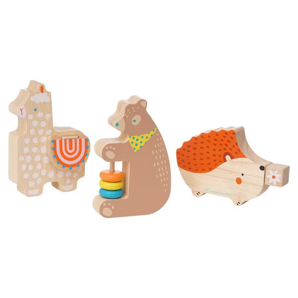 Manhattan Toy Musical Forest Trio 3 Piece Wooden Toy Set for Toddlers with Bear Rattle, Llama Cla... | Target