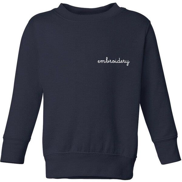 Little Kid Small Embroidery Classic Crewneck , Navy | Maisonette