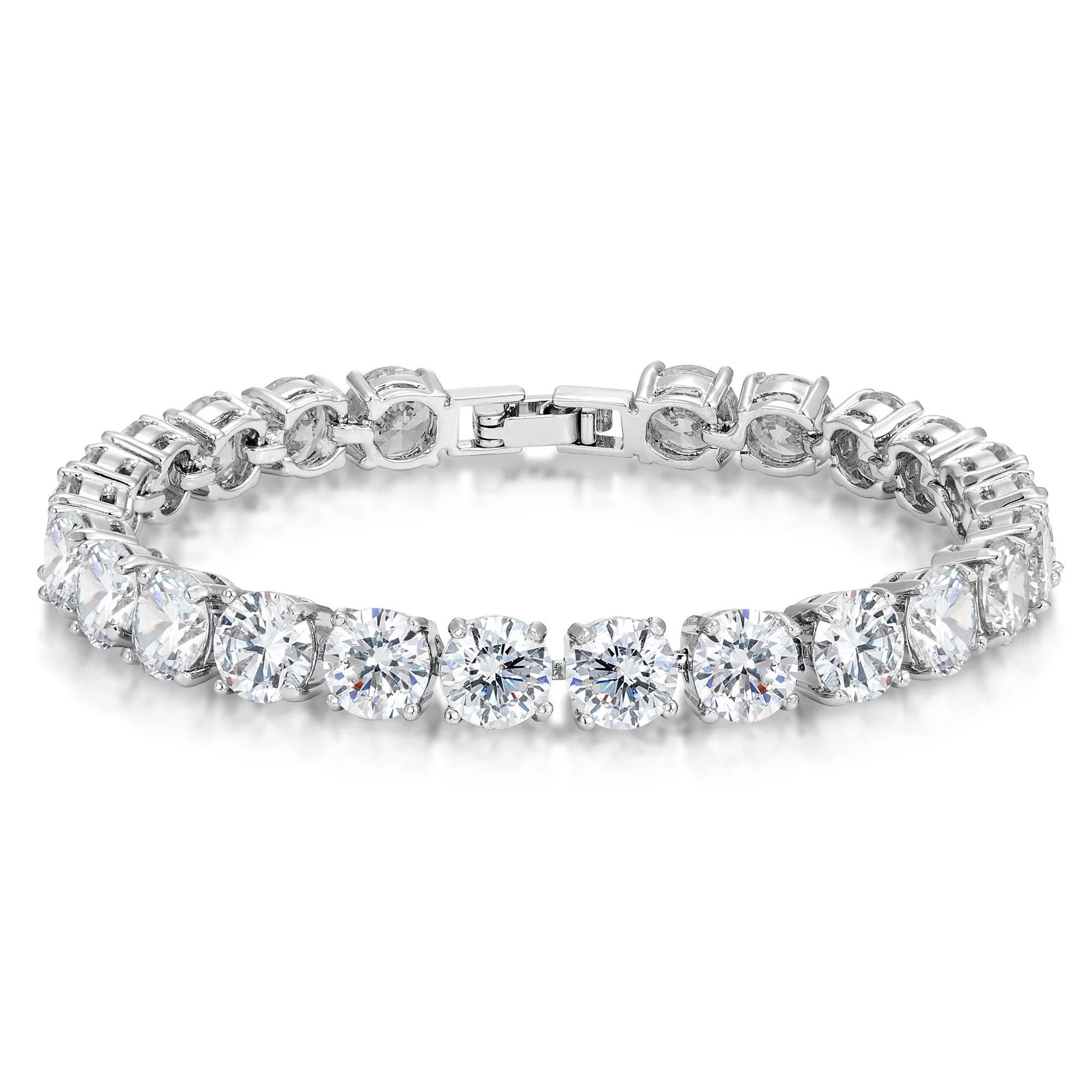 Cubic Zirconia Tennis Bracelet Eternity Round Cut 7mm White CZ 7 inch for Women Hypoallergenic - ... | Walmart (US)