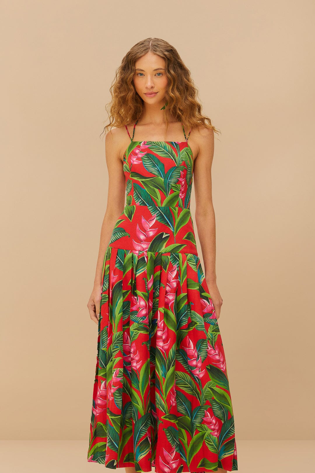 Red Dream Garden LENZING™ ECOVERO™ Euroflax™ Maxi Dress | FarmRio (US)