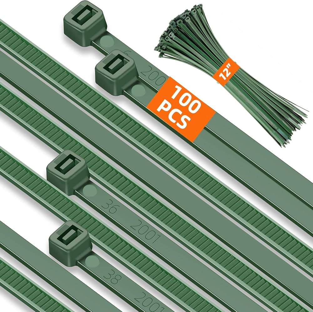 12 Inch 4.8mm Green Zip Ties, 55 Lbs PA66 Heavy Duty Plastic Wire Ties, Premium Self-locking Nylo... | Amazon (US)