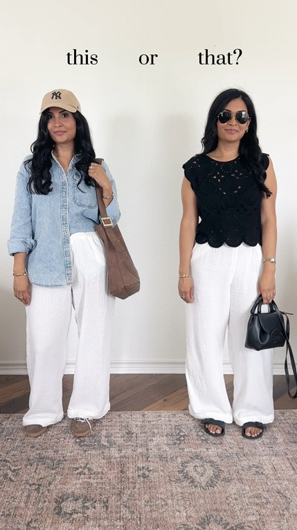 The linked linen pants are from the same brand as the ones I’m wearing, this years version.