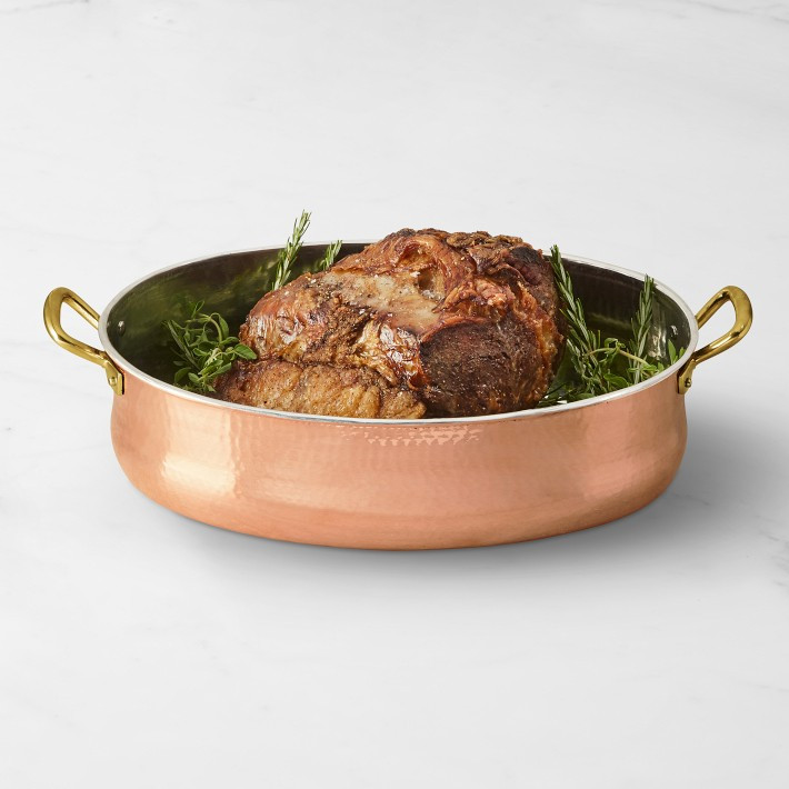 Ruffoni Historia Hammered Copper Roasting Pan with Lovebirds Knob, 13.75-Qt | Williams-Sonoma