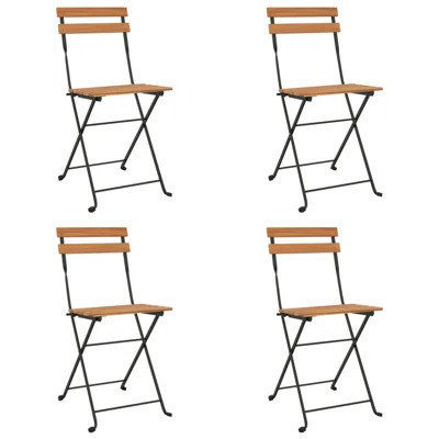 Folding Bistro Chairs Solid Wood Teak and Steel | Wayfair Professional