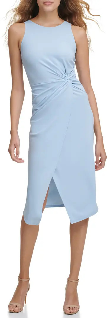 Sleeveless Scuba Crepe Faux Wrap Dress | Nordstrom Rack