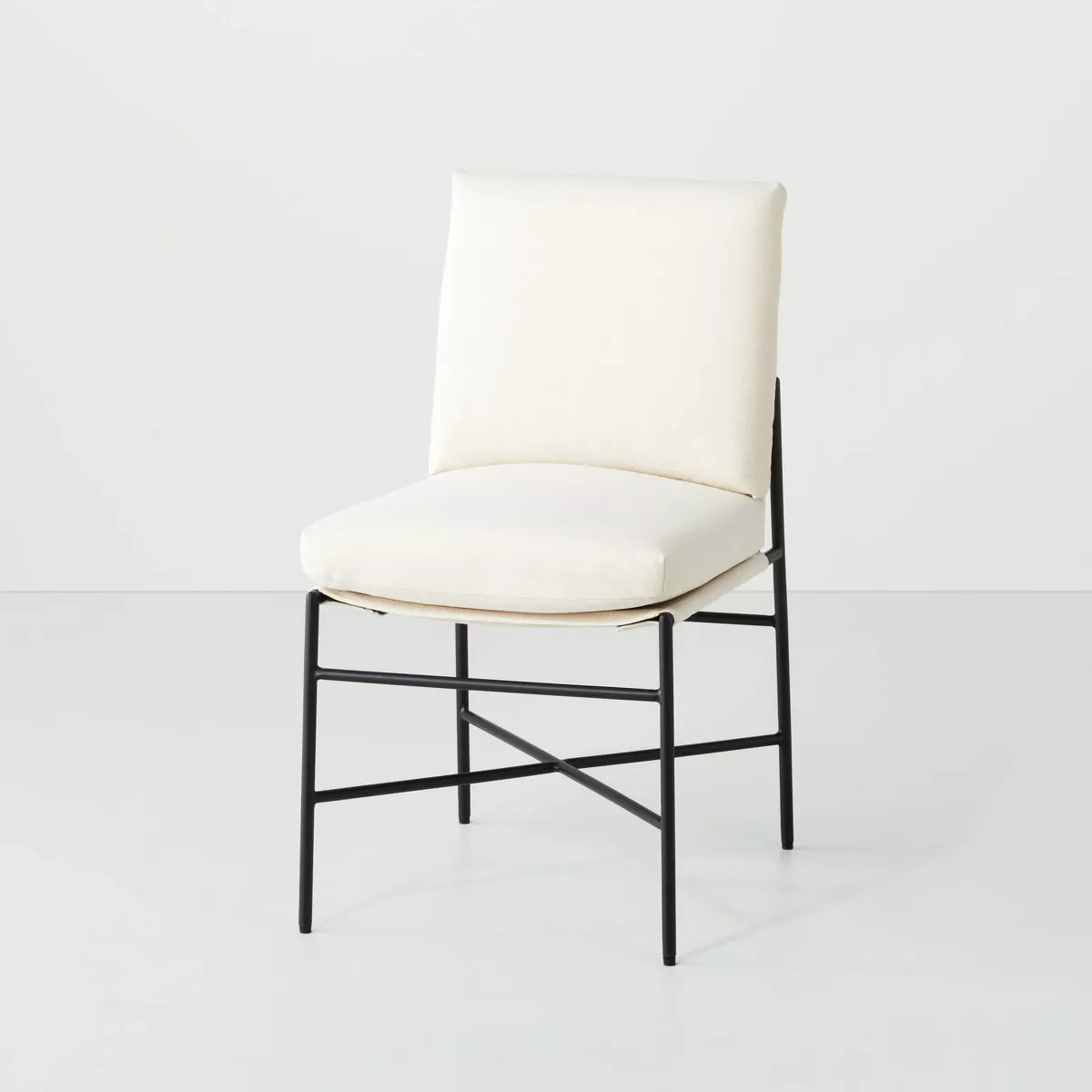 Fabric & Metal Armless Dining Chair - Cream/Black - Hearth & Hand™ with Magnolia | Target