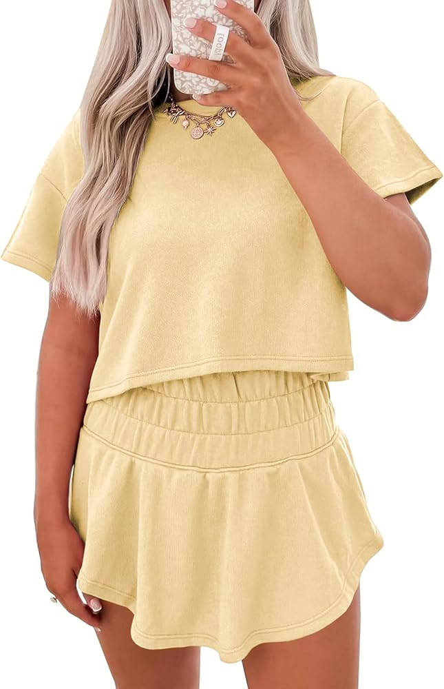 miduo Womens Casual Summer 2 Piece Sets Mini Skirt Sets Matching Set Outfit | Amazon (US)