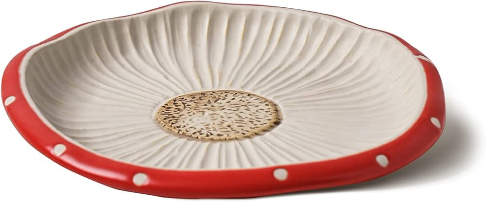 Mushroom Salad Plate, 8 in Polka Dot Safety Ceramic Dessert Appetizer Plates, Cute Dinner Plates,... | Amazon (US)