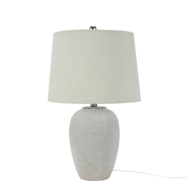 Nourison 23" Unglazed Ceramic Jar Table Lamp - Grey | Bed Bath & Beyond