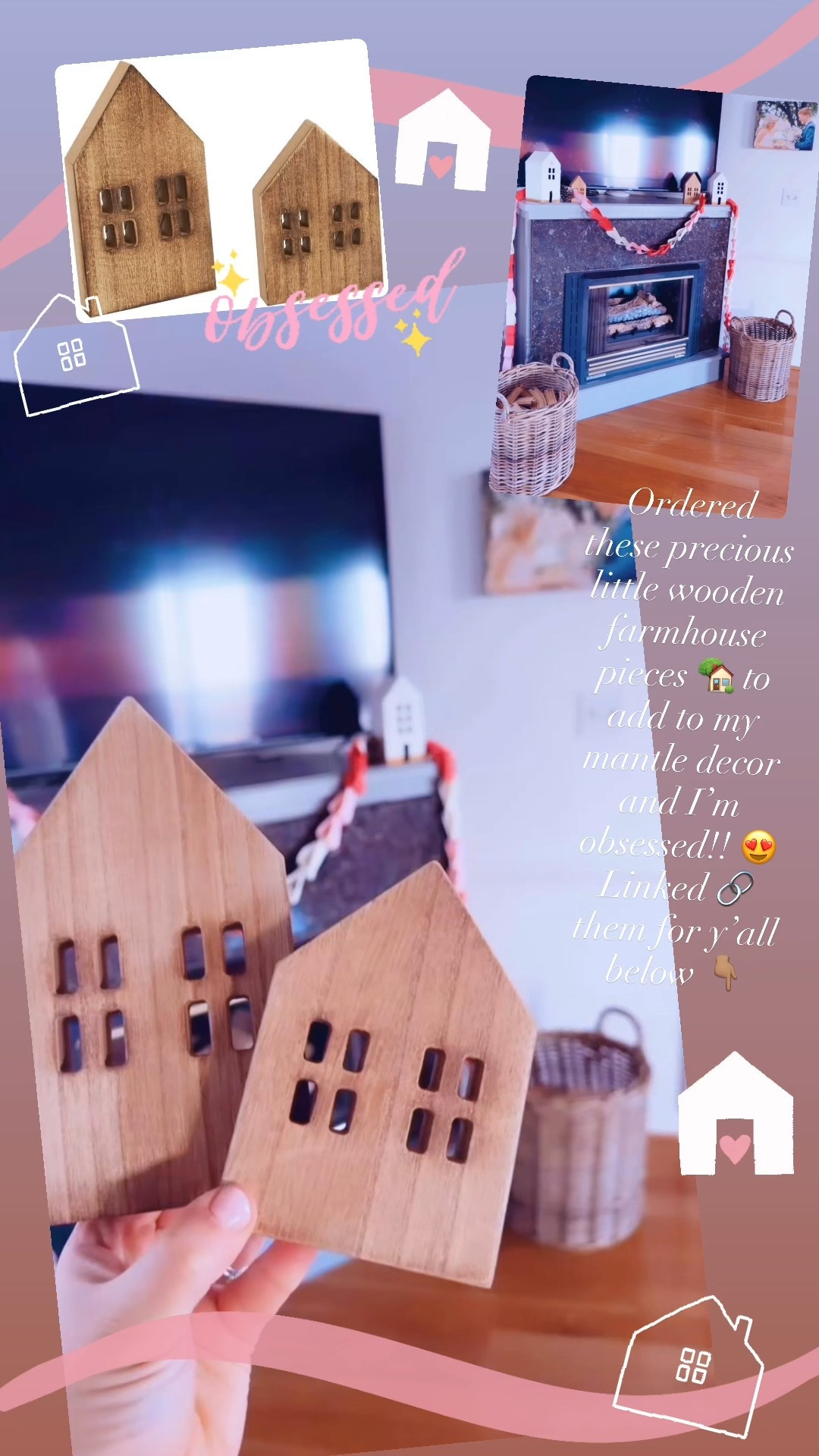 Ordered these precious little wooden farmhouse pieces 🏡 to add to my mantle decor and I’m obsessed!! 😍 Linked 🔗 them for y’all below 👇🏽 