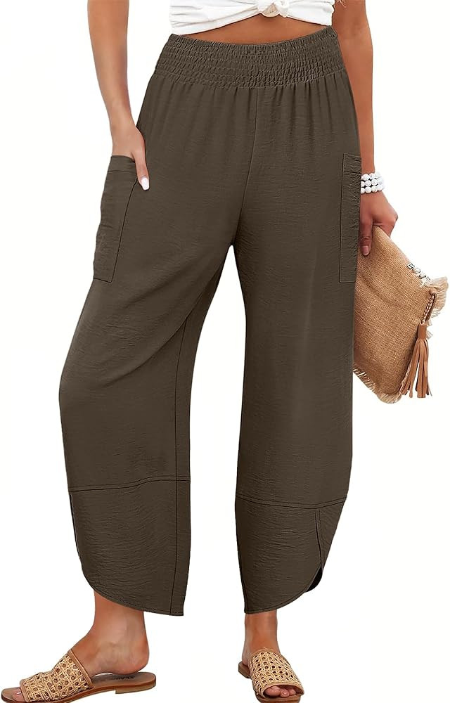 ANRABESS Womens Wide Leg Palazzo Capri Pants 2025 Summer Casual Loose High Waisted Lounge Flowy C... | Amazon (US)