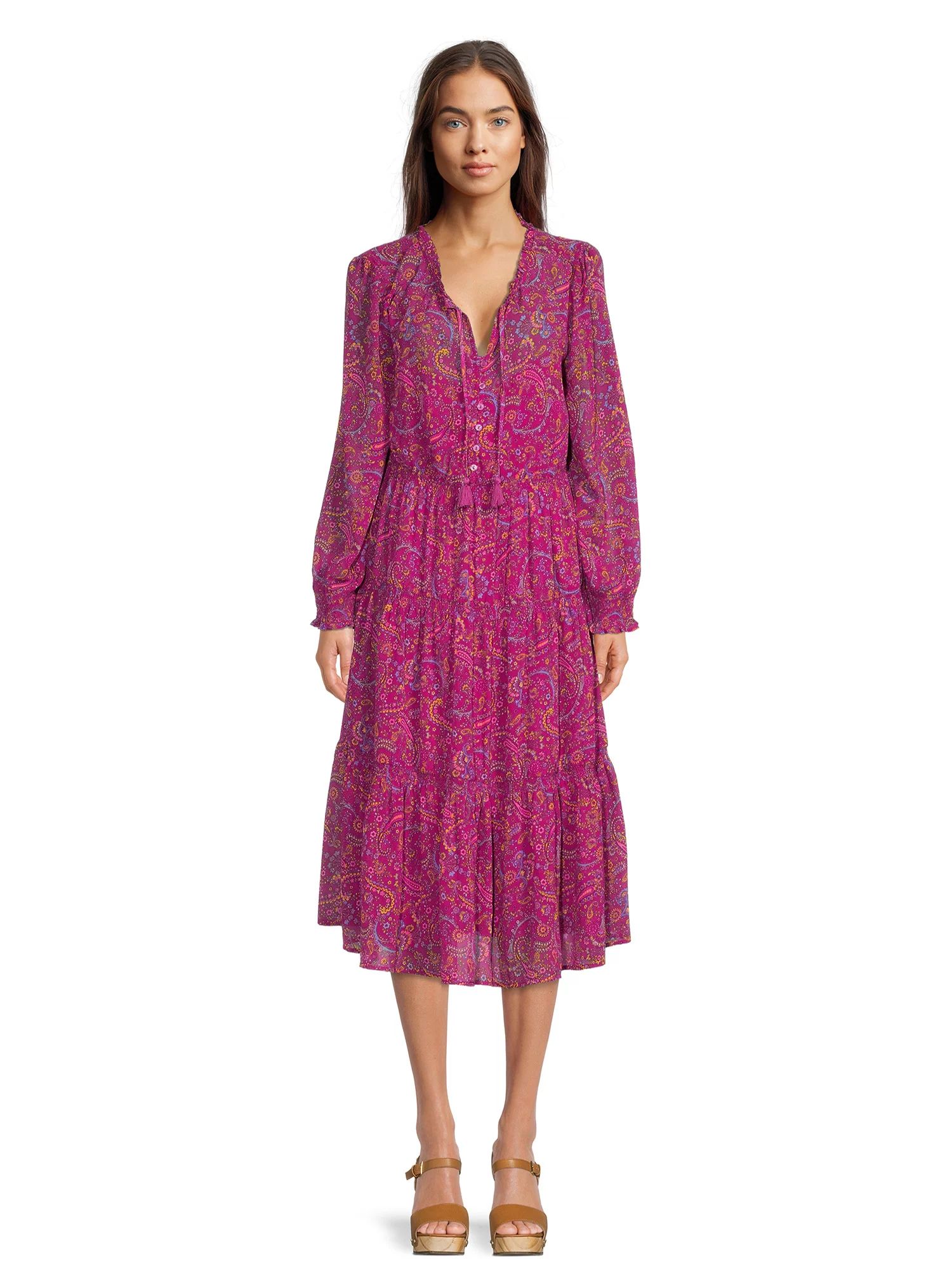 BeachLunchLounge Women's Tiered Print Dress - Walmart.com | Walmart (US)