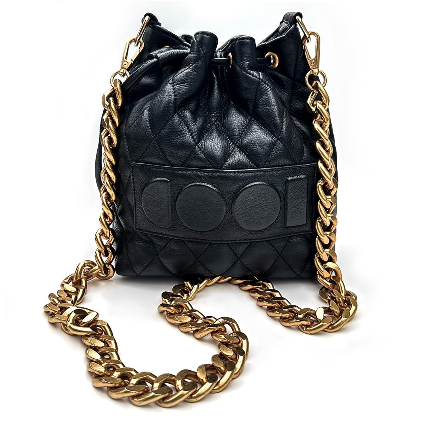 Black Quilted Bucket Bag | Wolf & Badger (US)