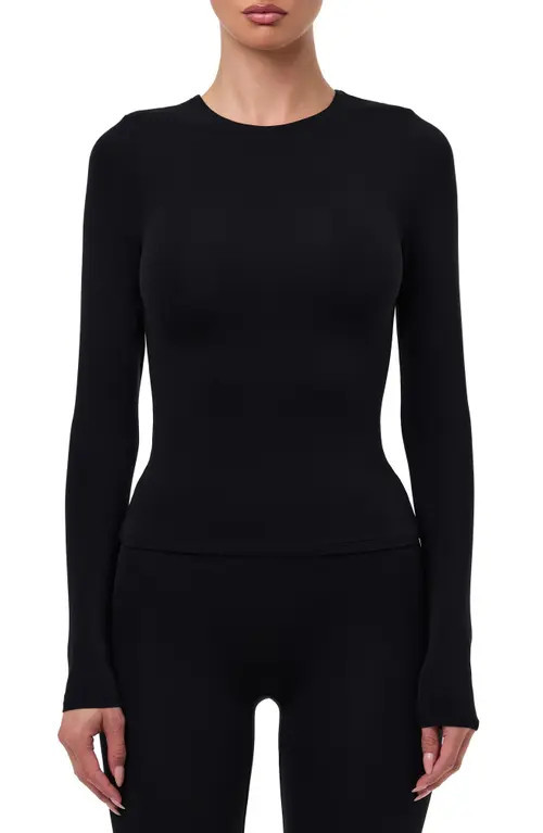 Naked Wardrobe Long Sleeve Crewneck Top in Black at Nordstrom, Size X-Small | Nordstrom