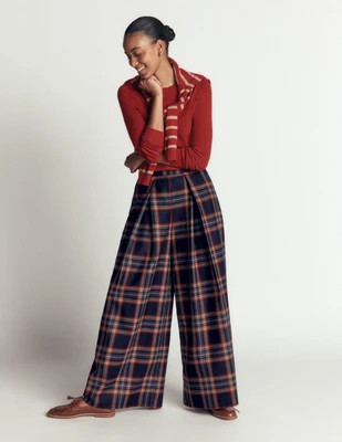 Boden Women's Wool Blend Pleated Culottes in Green | Size 16/18 | Boden (US)