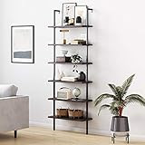 Nathan James Theo 6-Shelf Tall Bookcase, Wall Mount Bookshelf with Natural Wood Finish and Industria | Amazon (US)