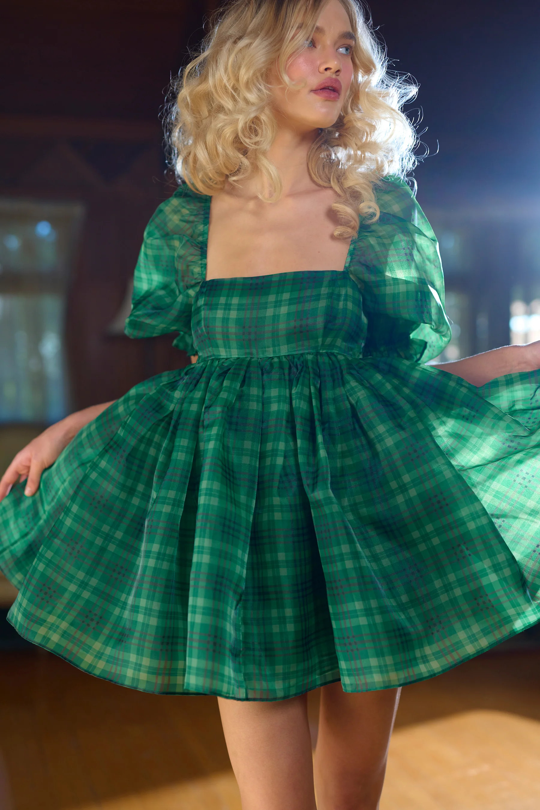 The Beth Plaid Puff Dress | Selkie Collection